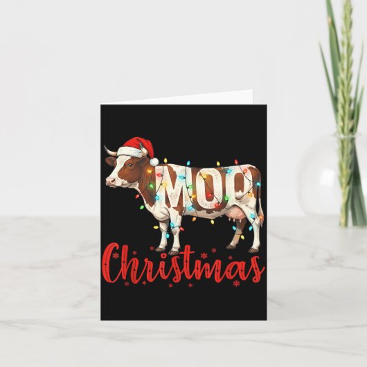 Moo Christmas Funny Cow Lovers Cattle Famer Farmin Kaart (Voorkant)