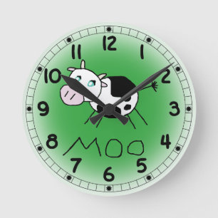 Moo Cow Clock Ronde Klok