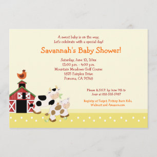 Moo Cow Farm Barnyard Baby Shower Invitations 5x7