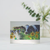 Moo Cow met SunFlowers Briefkaart (Staand voorkant)