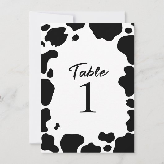 Moo Cow Spots Imprimer noir blanc Numéro de table (Dos)