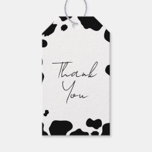 Moo Cow Spots Print Zwart & Wit Trouwfeest Cadeaulabel