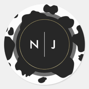 Moo Cow Spots Print Zwart & Wit Trouwfeest Ronde Sticker