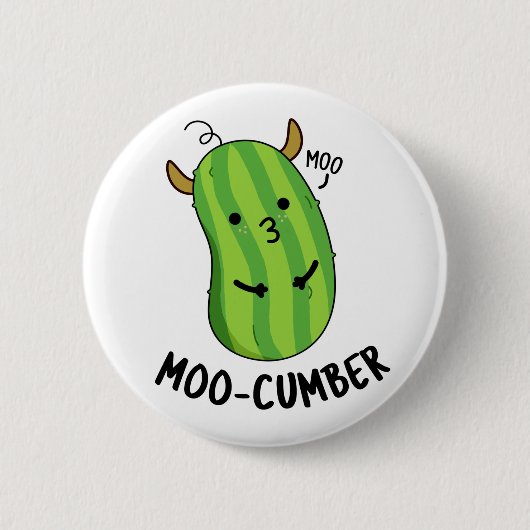 Moo-cumber Funny Veggie Cucumber Pun Ronde Button 5,7 Cm (Voorkant)