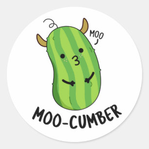 Moo-cumber Funny Veggie Cucumber Pun Ronde Sticker