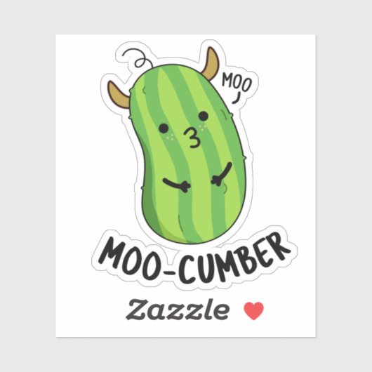 Moo-cumber Funny Veggie Cucumber Pun Sticker (Vel)