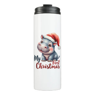 Moo Deng Baby Hippo Mijn eerste Schattigee kerstma Thermosbeker