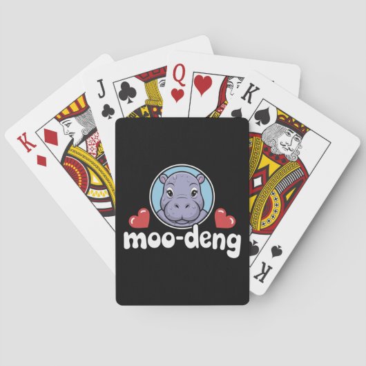 Moo Deng Bouncy Pig in het Thaise Afbeelding Baby Pokerkaarten (Achterkant)
