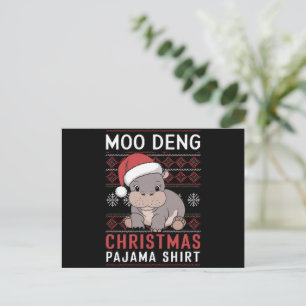 Moo Deng Christmas pyjama bijpassende familie Feestdagenkaart