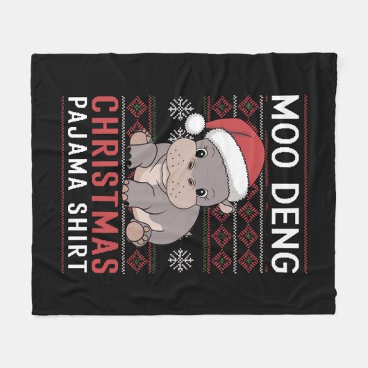 Moo Deng Christmas pyjama bijpassende familie Fleece Deken (Voorkant (Horizontaal))