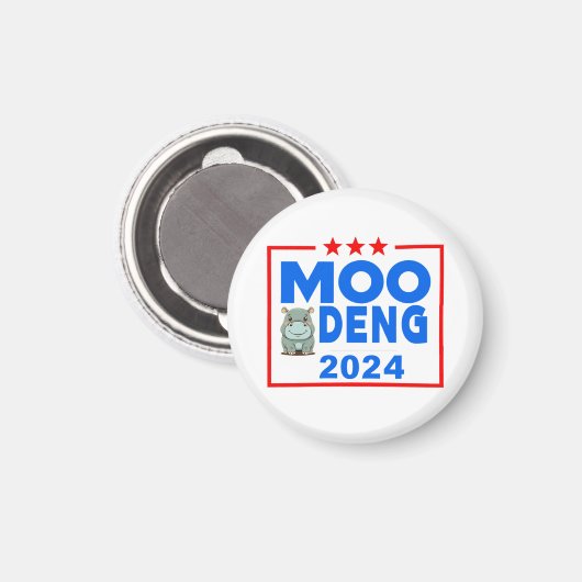 Moo Deng Funny Election 2024 Schattige Hippo Magneet (Voorkant / Achterkant)