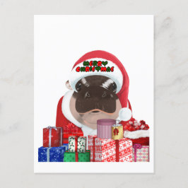 Moo Deng Hippo Christmas Briefkaart