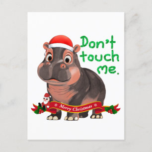 Moo Deng Hippo Christmas Briefkaart