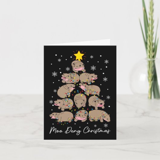Moo Deng Kerstboom Grappig Schattige Ba Kaart (Voorkant)