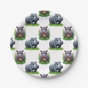 Moo Deng Nijlpaard Dier Patroon Ontwerp Papieren Bordje