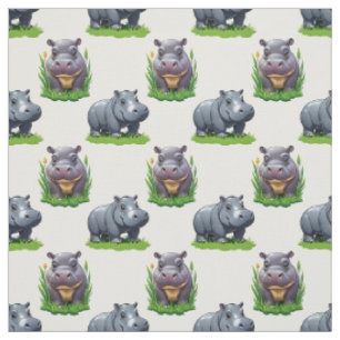 Moo Deng Nijlpaard Dier Patroon Ontwerp  Stof