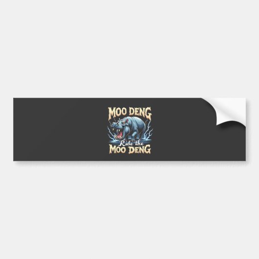 Moo Deng Ride the Moo Deng Funny Hippo Bumpersticker (Voorkant)