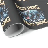 Moo Deng Ride the Moo Deng Funny Hippo Cadeaupapier (Rol Hoek)
