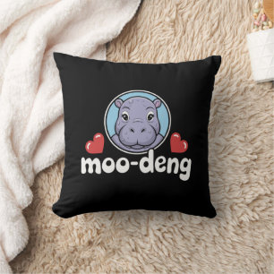 Moo Deng Stuiterend Varken in Thaise Afbeelding Ba Kussen