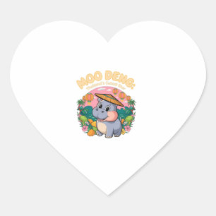 Moo Deng, Thailand schattigste ster, Bouncy Pig ba Hart Sticker