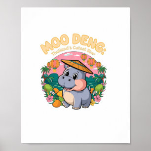 Moo Deng, Thailand schattigste ster, Bouncy Pig ba Poster