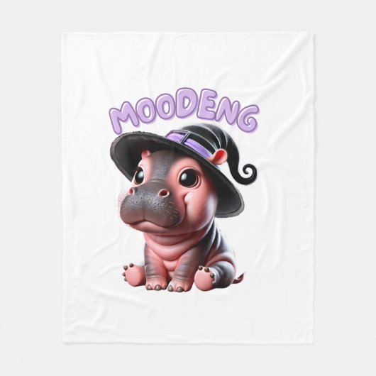 Moo-Deng Witch Halloween Hippo Schattige Baby Pygm Fleece Deken (Voorkant)
