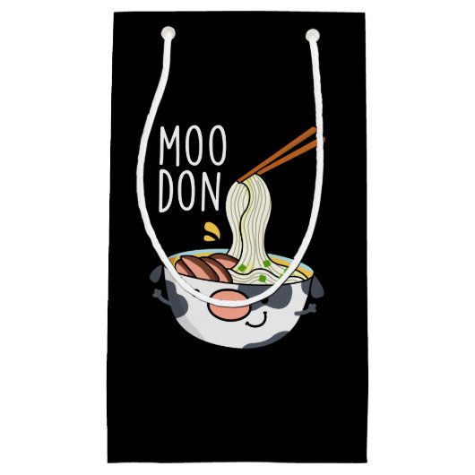 Moo-don Funny Udon Pun Dark BG Klein Cadeauzakje (Voorkant)
