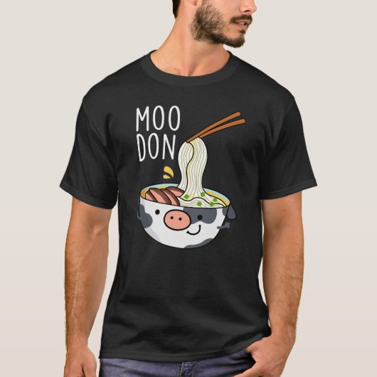 Moo-don Funny Udon Pun Dark BG T-shirt (Voorkant)