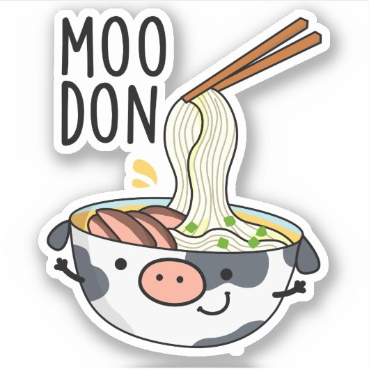 Moo-don Grappige Udon Grappen Sticker (Voorkant)