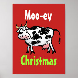 Moo-ey kerstfeest Funny Koe Poster