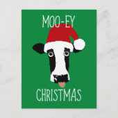 Moo-ey kerstKoe Funny Santa Claus Briefkaart (Voorkant)