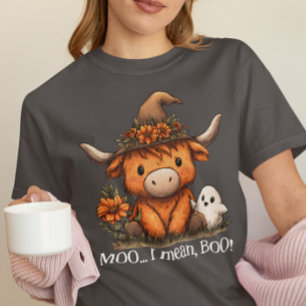 Moo I Mean Boo Hoogland Koe Halloween Geest Tri-Blend Shirt