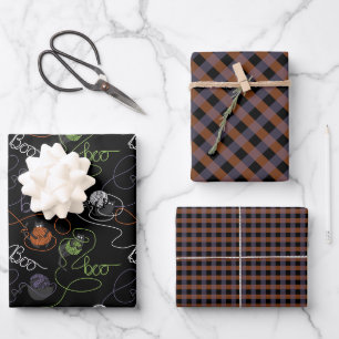 Moo-i mooi verward zwart inpakpapier set vel