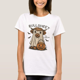Moo... Ik bedoel Boo Bullsheet Koe Ghost Halloween T-shirt