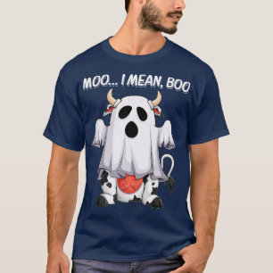 Moo ik bedoel Boo Ghost Koe grappige Halloween man T-shirt