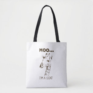 Moo ik ben een Goat Funny Graphic Giraffe Draagtas