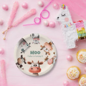 Moo ik ben twee schattige Koe tweede verjaardag Papieren Bordje (Feest)