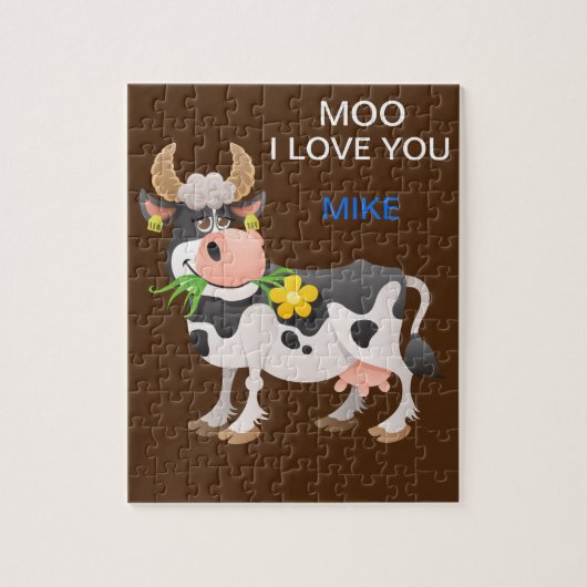 "MOO" JE T'AIME VOIR PUZZLE PERSONNALISÉ. (Vertical)
