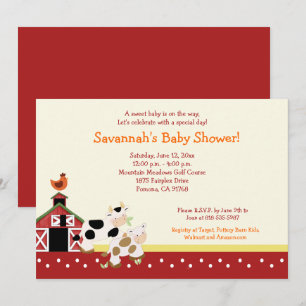 Moo Koe Boerderij Barnyard Baby Shower Invitaties  Kaart