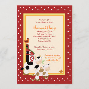 Moo Koe Boerderij Barnyard Baby Shower Invitaties Kaart