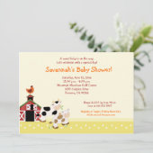 Moo Koe Boerderij Barnyard Baby Shower Invitaties Kaart (Staand voorkant)