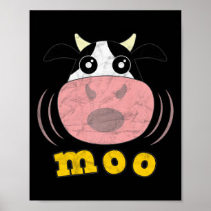 Moo Koe Funny Farm Animals Boer Kalf Heifer Milk Poster