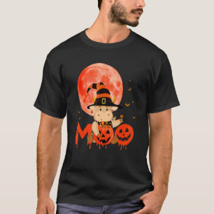 Moo Koe Heks Houdt Snoepjes Vast Op Enge Pompoene T-shirt