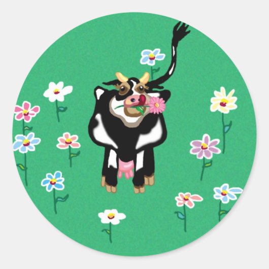 Moo Koe Ronde Sticker (Voorkant)
