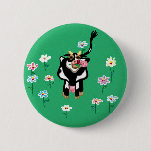 Moo-Koe - souvenir als we het boerderij bezoeken Ronde Button 5,7 Cm