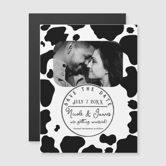 Moo Koe Spots Print Zwart & Wit Bewaar de datum (Voorkant / Achterkant)