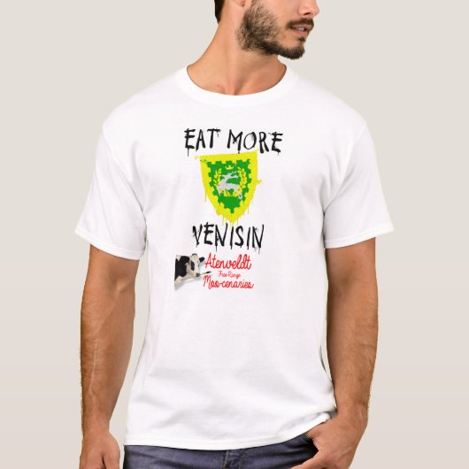 Moo Mercs eet meer Venison! T-shirt (Voorkant)