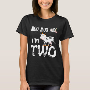 Moo Moo Ik Ben Twee 2de Tweede Verjaardag Koe Grap T-shirt
