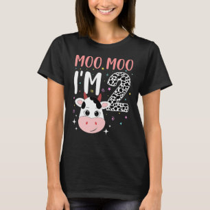Moo Moo Ik ben twee jaar oud Koe 2e verjaardag Boe T-shirt
