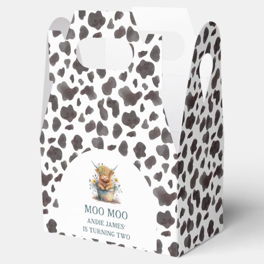 Moo Moo Ik ben twee Koe Afdrukken Boerderij Tweede Bedankdoosjes (Geopend)